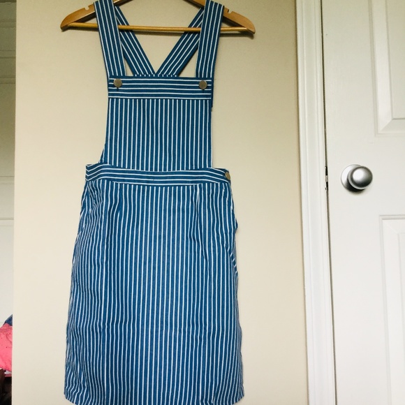 ModCloth Denim Striped Suspenders/Jumper NWOT - Picture 1 of 8